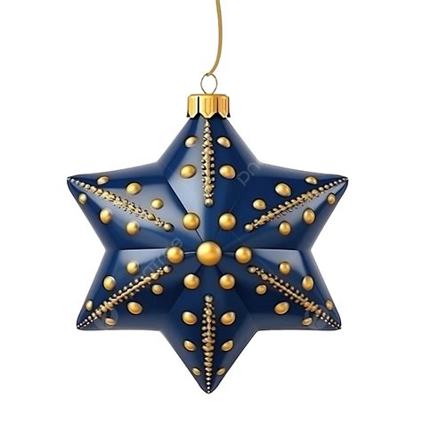 Blue Christmas Tree Toy With Gold Stars Realistic Color Illustration