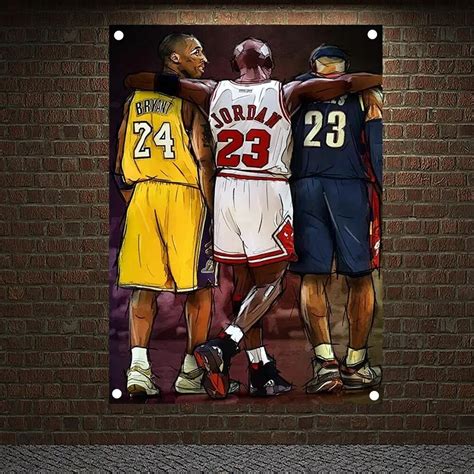 Modern Wall Art For Basketball Player Superstar Banners Flags On Canvas