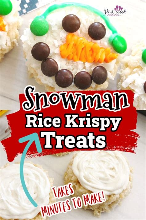 Snowman Rice Krispy Treats For Christmas · Pint Sized Treasures