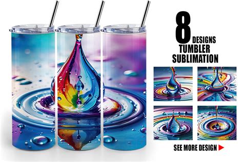 Tumbler Colorful Water Drops Graphic By Artnoy Creative Fabrica