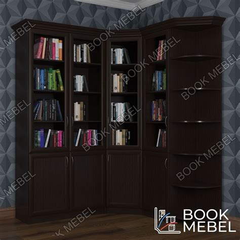 Угловой книжный шкаф с открытыми полками №30 на заказ от фабрики BOOKMEBEL