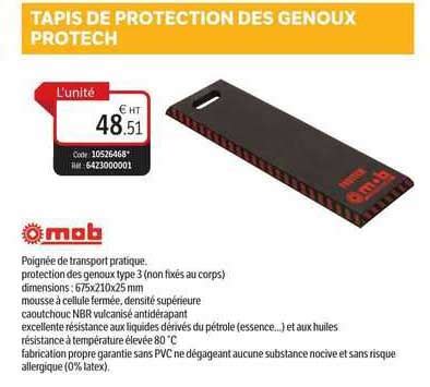 Promo Tapis De Protection Des Genoux Protech Mob Chez DomPro