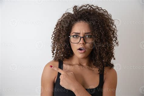 Portrait Of Young Beautiful African American Girl With Afro Girl