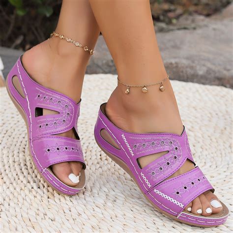 Arch Support Wide Toe Box Open Toe Sandals Sandals Women Wedge Sandals With Arch Support For