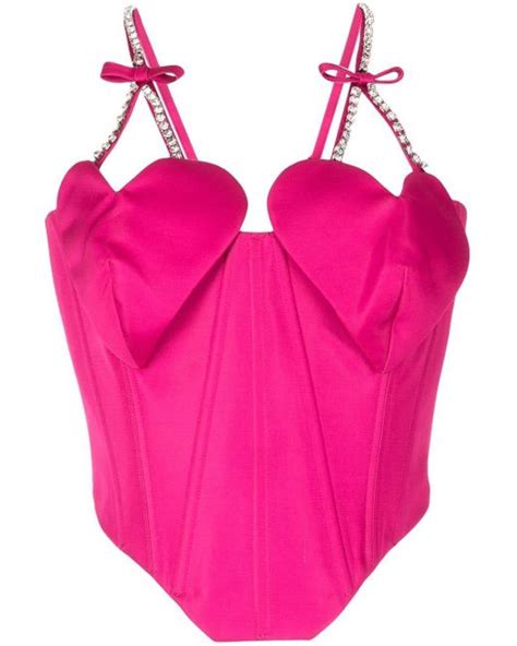 Area Heart Satin Corset Top In Pink Lyst