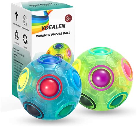 Vdealen Regenbogenball Set Magischer Puzzleball Zappelball Spiel Spaß Stressabbau