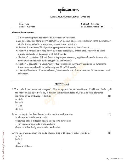 Class 9 Science Question Paper 2023 Pdf 9th Annual Exam Science Question Paper