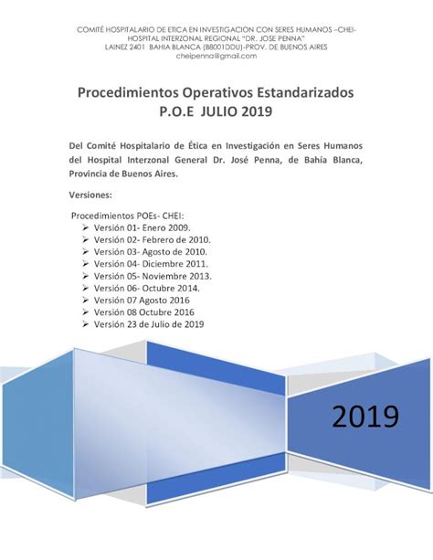 Pdf Procedimientos Operativos Estandarizados P O E Julio