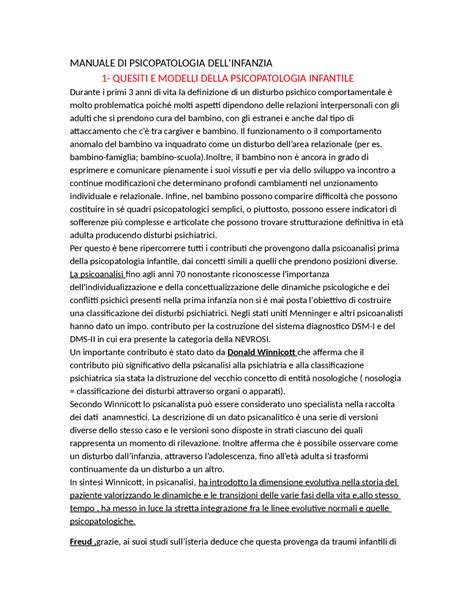 Manuale Di Psicopatologia Dellinfanzia Mammaniti Capitolo 1