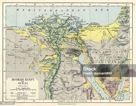 Peta Lama Mesir Dan Sinai Ilustrasi Stok Unduh Gambar Sekarang