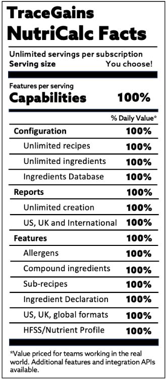 Tracegains Nutricalc — Tracegains