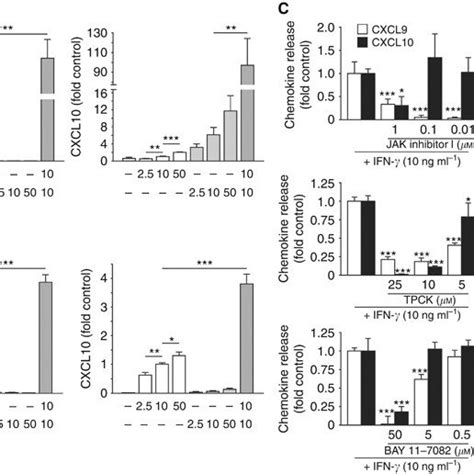 Synergistic induction of CXCL9 and CXCL10 by IFN γ and TNF α in human