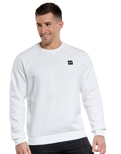 Under Armour Mens Rival Fleece Crew Neck Sweatshirt White Life