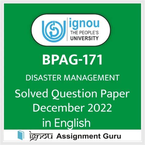 BPAG 171 DISASTER MANAGEMENT In English Solved Question Paper December