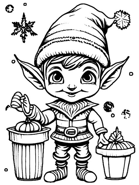 Christmas Elves Coloring Page · Creative Fabrica