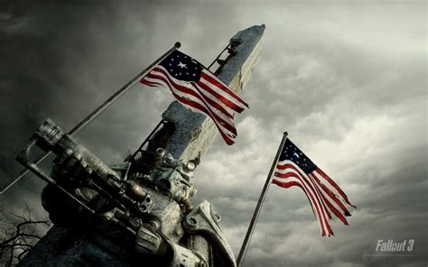 3840x2160 Resolution Usa Flag Pole Fallout Fallout 3 Hd Wallpaper