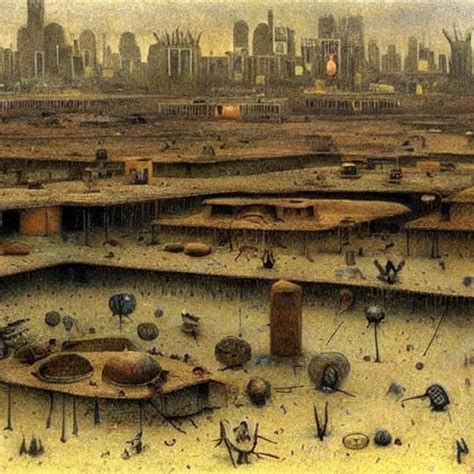 A Hyper Realistic Painting Of An Alien Settlement In Stable Diffusion