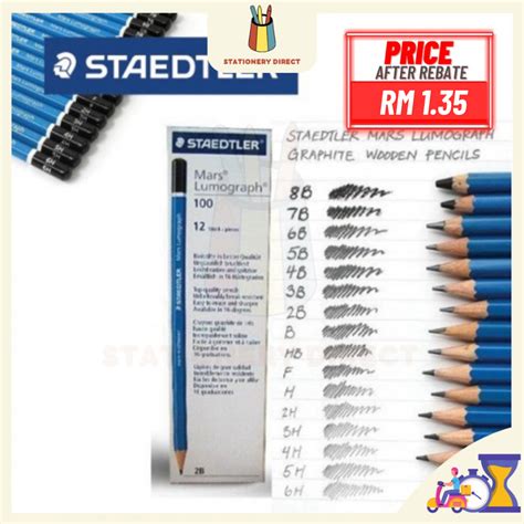 Staedtler Mars Lumograph Pencil Drawing Sketching Pensel Lukis 100 HB