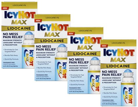 Pack Icyhot Lidocaine Plus Menthol No Mess Pain Relief Roll On