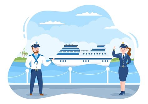 Ilustra O Dos Desenhos Animados Do Capit O De Navio De Cruzeiro Em