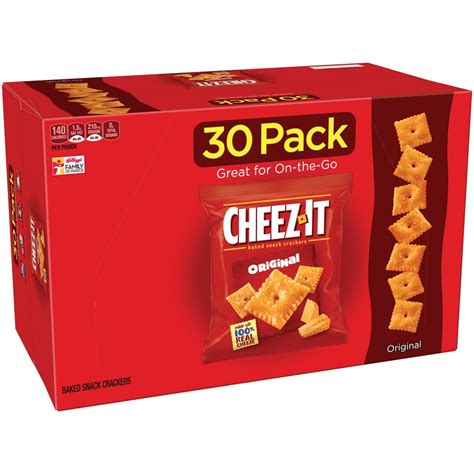 Cheez It Baked Original Snack Crackers 1 Oz 30 Pouches 4 Pack