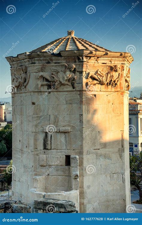 Tower of Winds or Aerides on Roman Agora, Athens Stock Photo - Image of horologe, ancient: 162777628