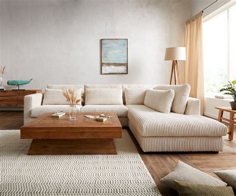 Ecksofa Isla X Cm Cord Beige Ottomane Rechts Delife