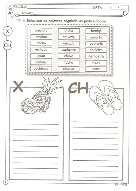 Aprendizagem Afetiva Atividades De Ortografia X Ou Ch