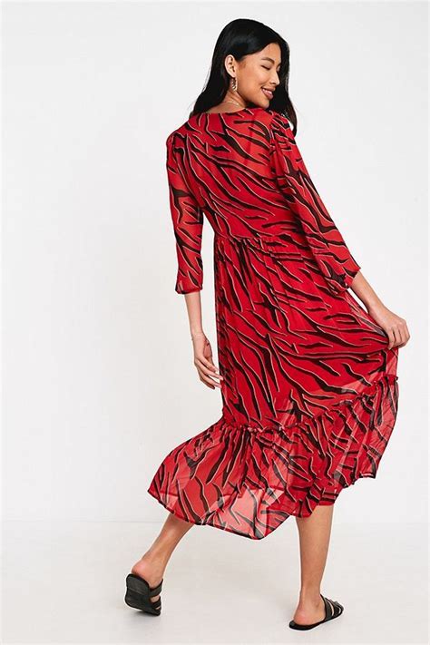 Gestuz Corin Tiger Print Midi Dress Urban Outfitters Uk