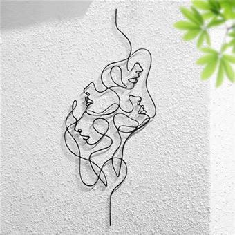 Line Art Mural Visage De Femmes En M Tal D Coration Murale