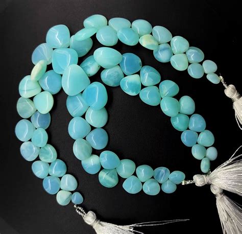 Natural Peru Blue Opal Smooth Pear Shape Beads Strand Ebay