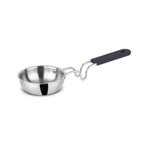 Orange Stainless Steel Triply Tadka Pan Vaghariya Pan With Stay Cool