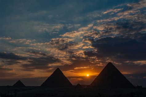 Silhouette of Pyramids during Sunset · Free Stock Photo