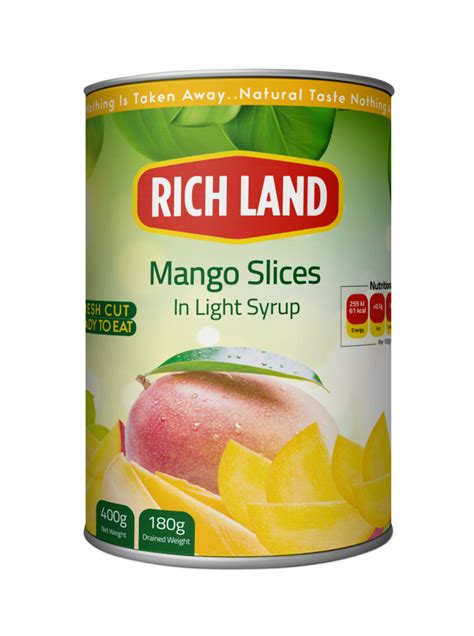 Canned Mango Slices In Light Syrup Rich Land