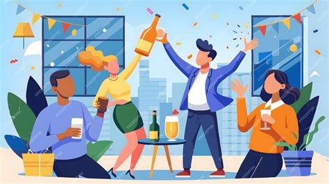 cartoon  people celebrating  confetti   background