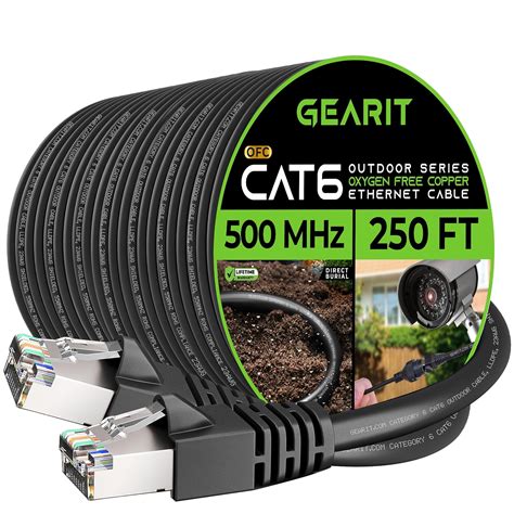 Gearit Cat6 Outdoor Ethernet Cable 250ft 23awg Pure Copper Ftp