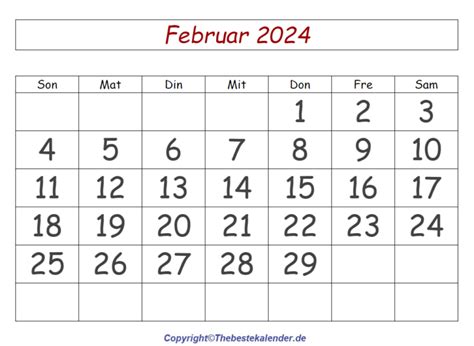 Kalenderblatt Februar 2024 The Beste Kalender