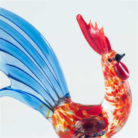 Glass Rooster Figurine Hand Blown Glass Rooster Miniature Etsy