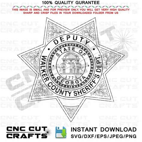 Walker County Deputy Sheriff Badge Vector Svg Black Line Art - Etsy