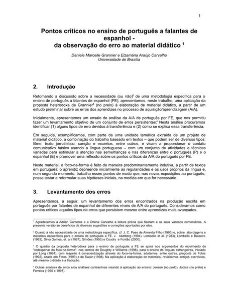 Pdf Pontos Cr Ticos No Ensino De Portugu S A Falantes De Pdf