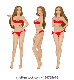 Vector Sexy Brown Haired Girl Red Bikini Stock Vector Royalty Free Shutterstock