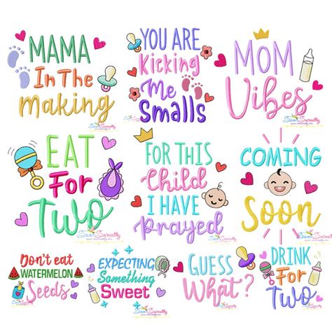 Baby Quotes Embroidery Design Pattern Bundle