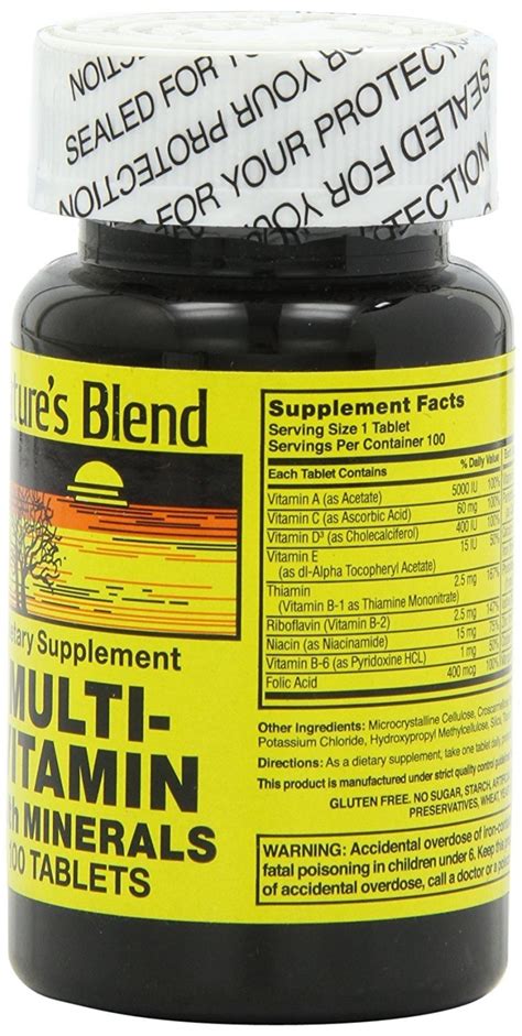 Nature S Blend Multi Vitamin W Mineral Essential Body Nutrient 100ct