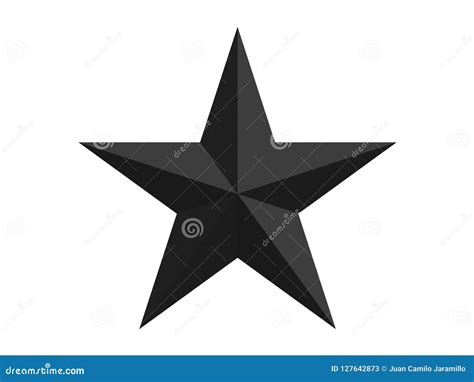 Black Faceted Star with Sides Isolated on a White Background 3d Rendering Stock Illustration ...