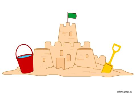 Kids Sand Castle – Coloring Page