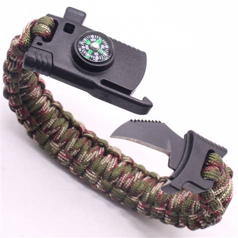 Tactical Survival Paracord Bracelet With Cut Tools Kit Multi Function