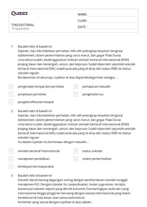 50 Lembar Kerja Bahasa Dan Kosakata Untuk Kelas 3 Di Quizizz Gratis