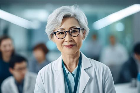 Premium Photo Beautiful Old Asian Woman Scientist