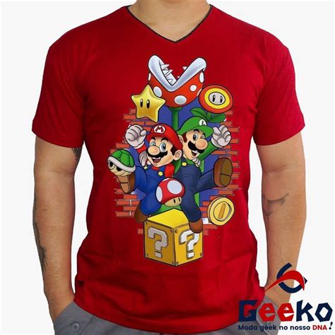 Camiseta Mario e Luigi 100 Algodão Super Mario Bros Geeko Outros