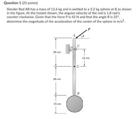 Solved Question Points Slender Rod Ab Has A Mass Of Chegg